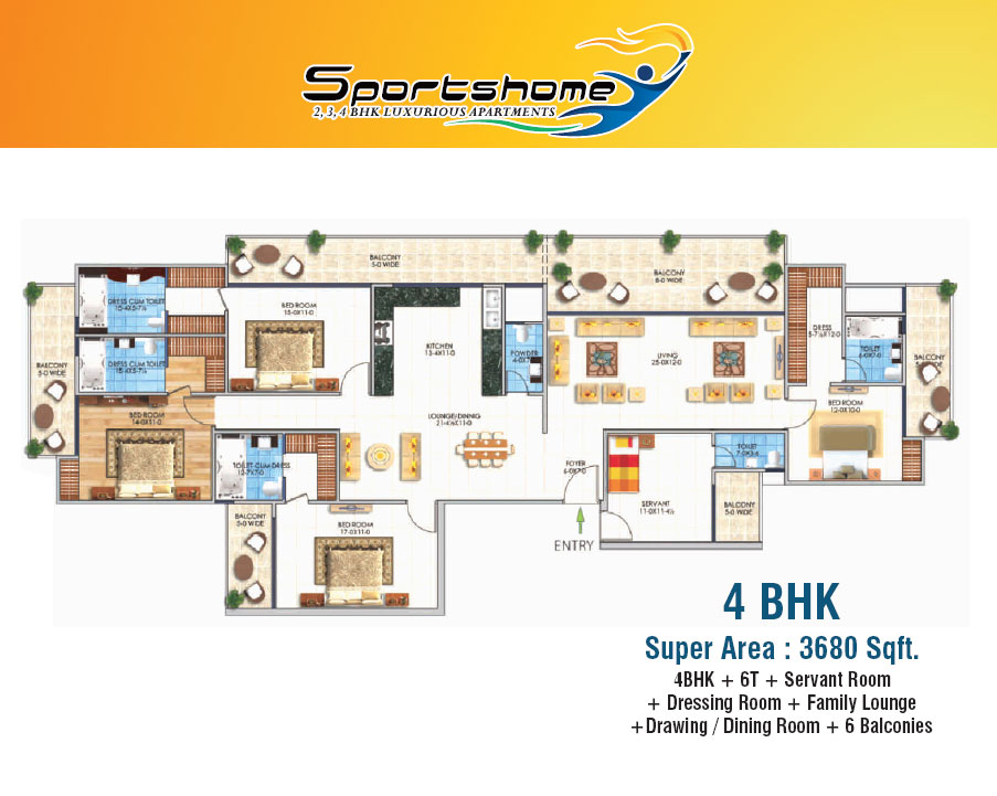 Dev Sai Sports Homes 4BHK Apartments Floor Plan