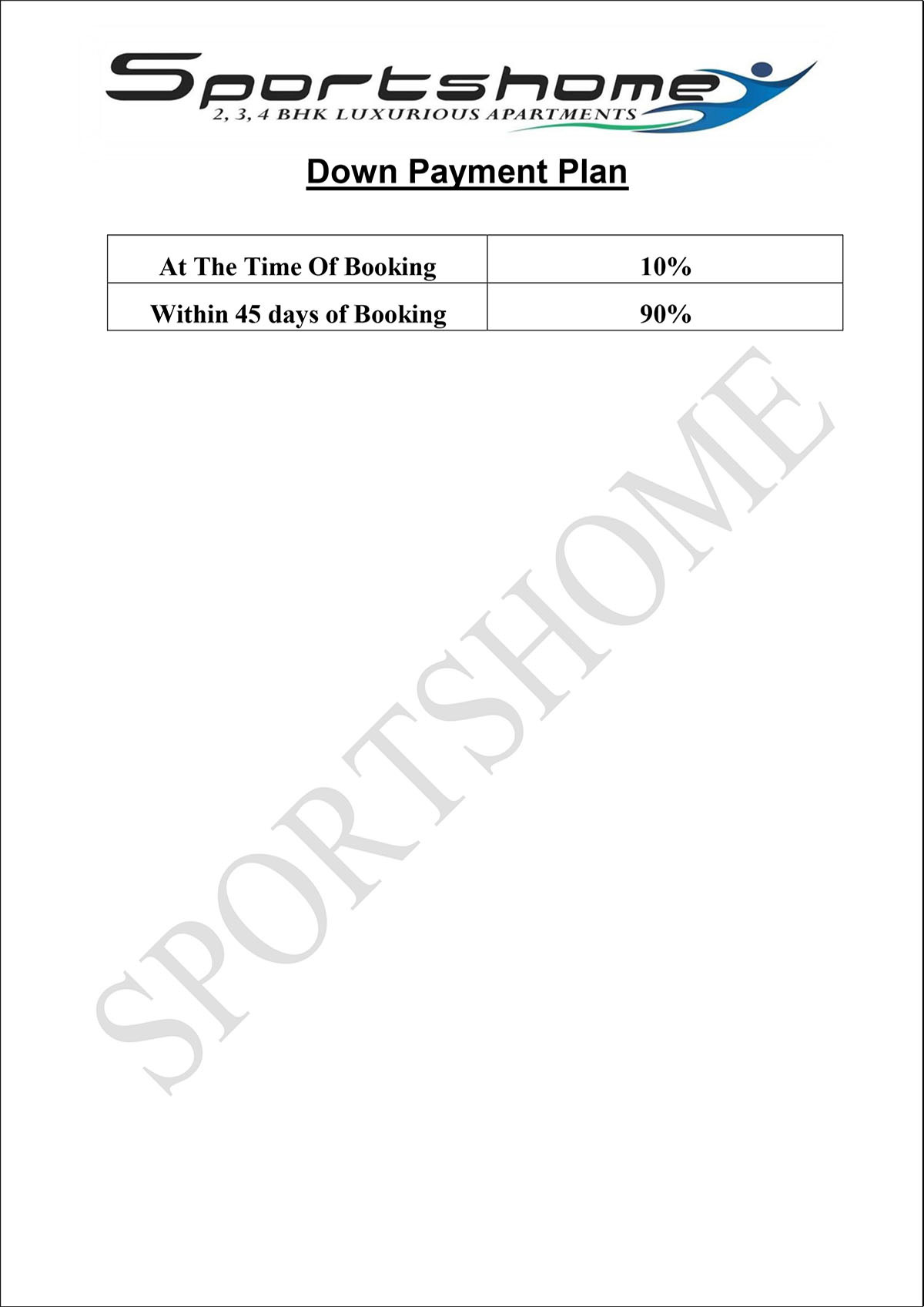 Sports Homes Payment Plan
